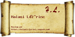 Halasi Lőrinc névjegykártya
